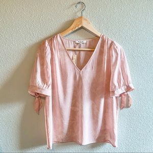 Madewell • Silk V-Neck Tie-Sleeve Top XS